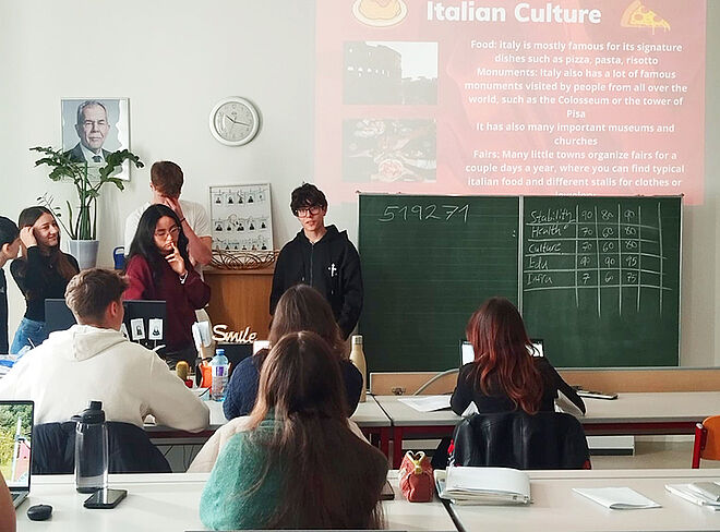Italienische Schüler präsentieren Italien