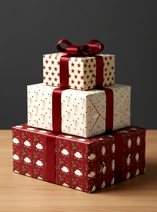 Verpackte Boxen mit Geschenkpapier