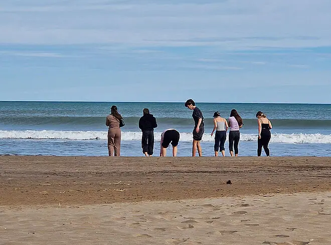 Schüler/innen am Strand